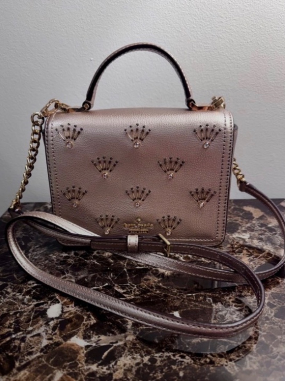 NWOT Kate Spade Maisie Mini Crossbody Rose Gold Metallic Bag